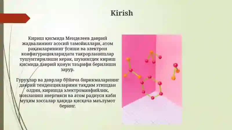 Kimyoviy element birikmalarning guruh va davr bo'yicha o'zgarishi 3