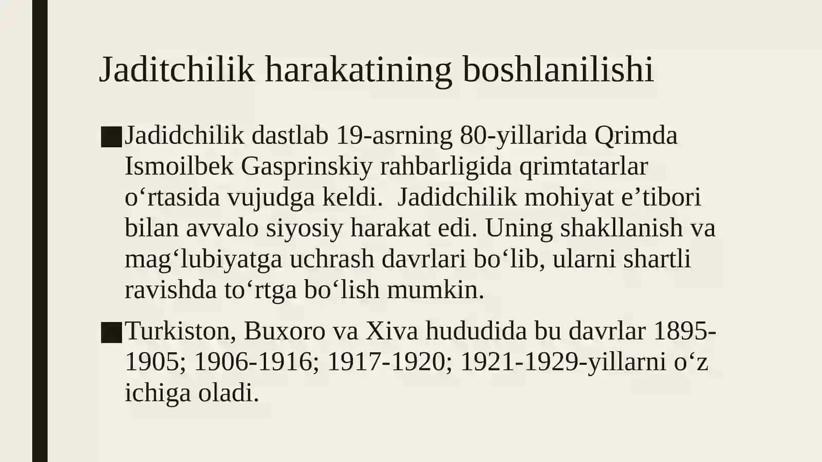 Jadidchilik harakati mustaqil ish 3