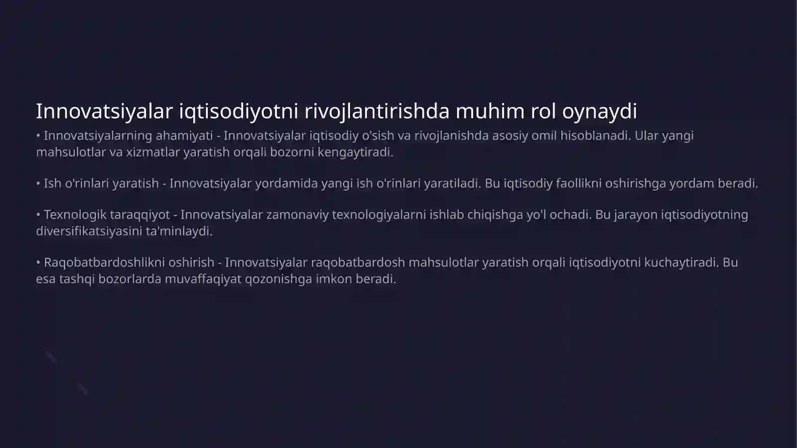 Innovatsiyon Iqtisodiyotni rivojlantirish omillari 3