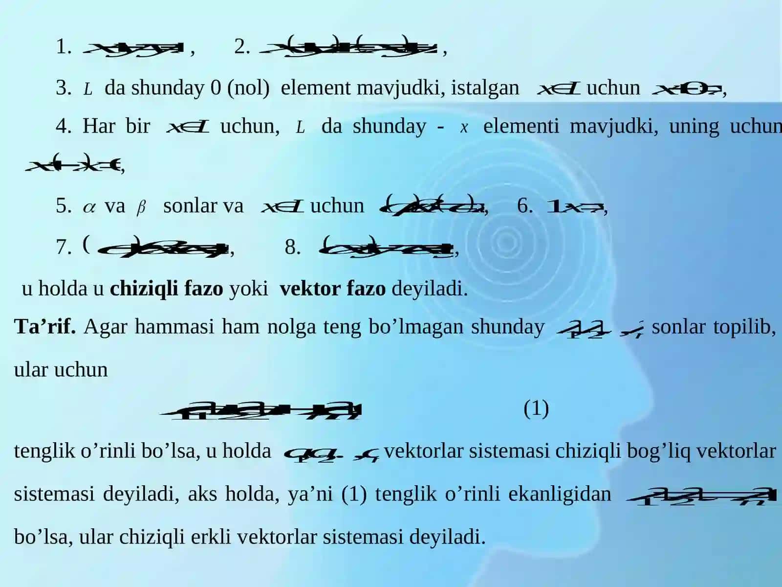 CHIZIQLI OPERATORLAR VA ULARNING XOSSALARI 3