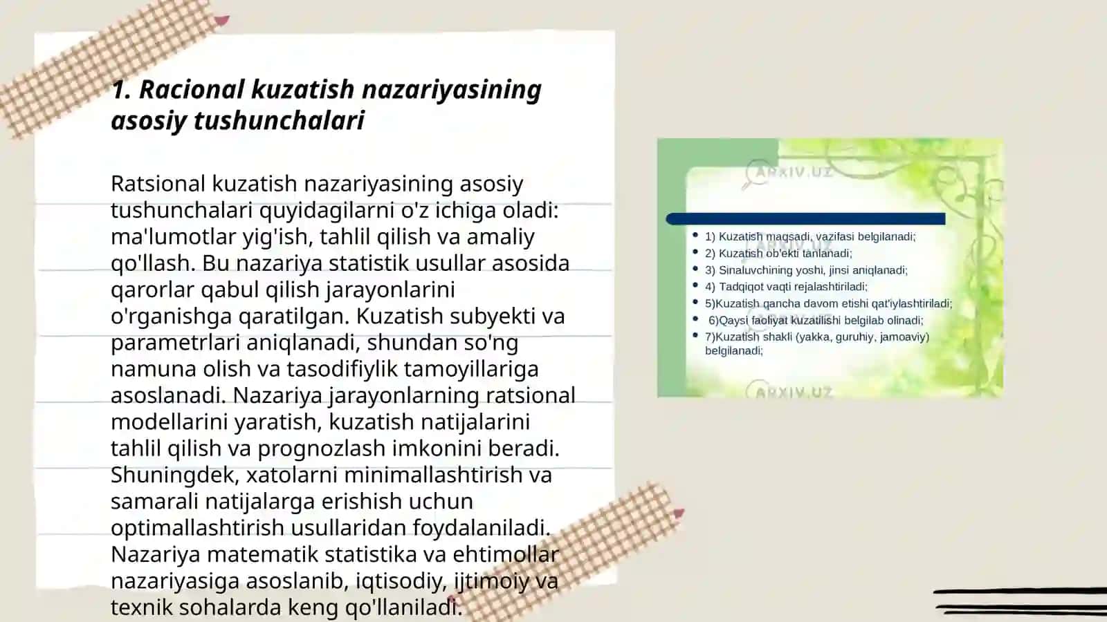 Ratisional kuzatish nazariyasi 3