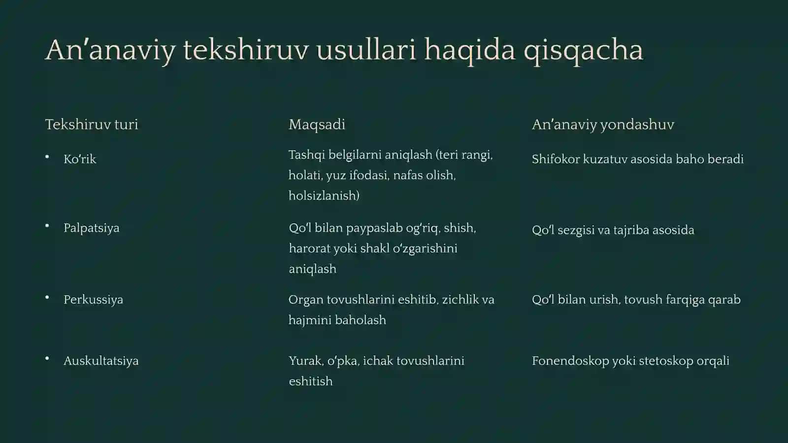 Sun’iy intellektdan foydalanib tekshiruv usullarida yangicha goyalarni kiritish, tahlil qilish. 3