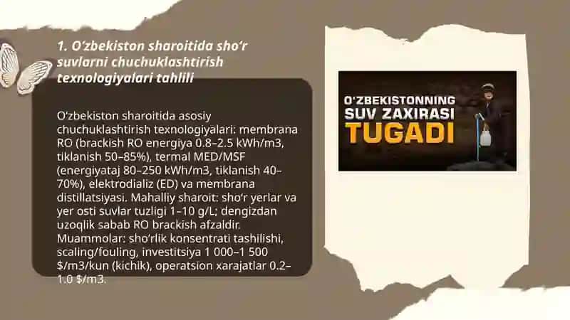 Oʻzbekiston sharoitida shòr suvlarni chuchuklashtirish gʻoyasi 3