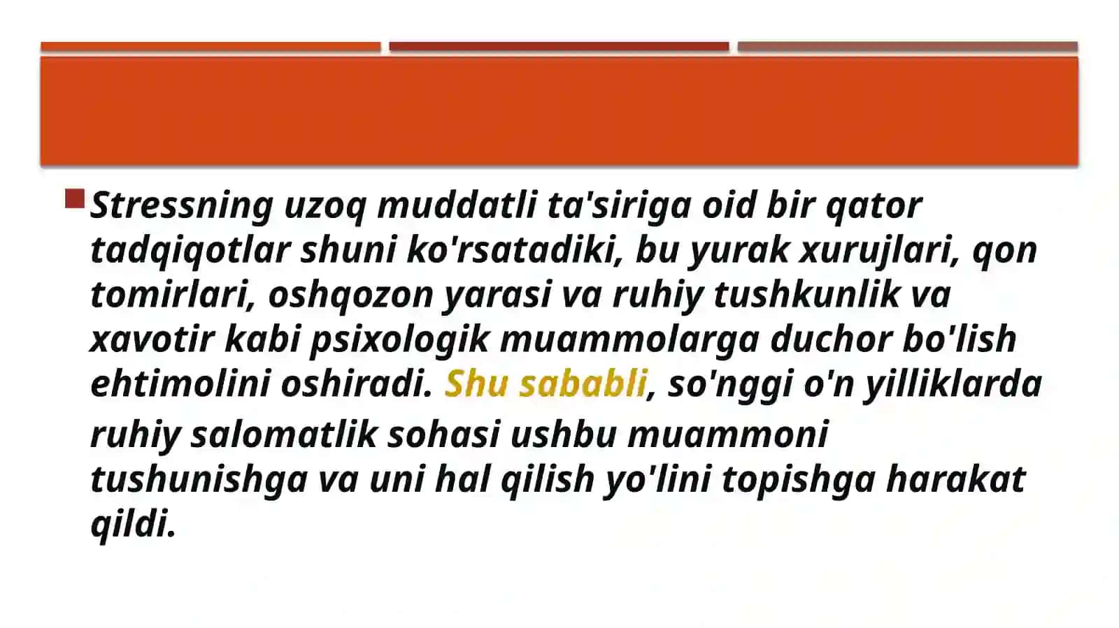 Tibbiyot xodimlarida emotsional holatlarning o’ziga xosligi: stress va uning bosqichlari, bartaraf etish yo'llari 3