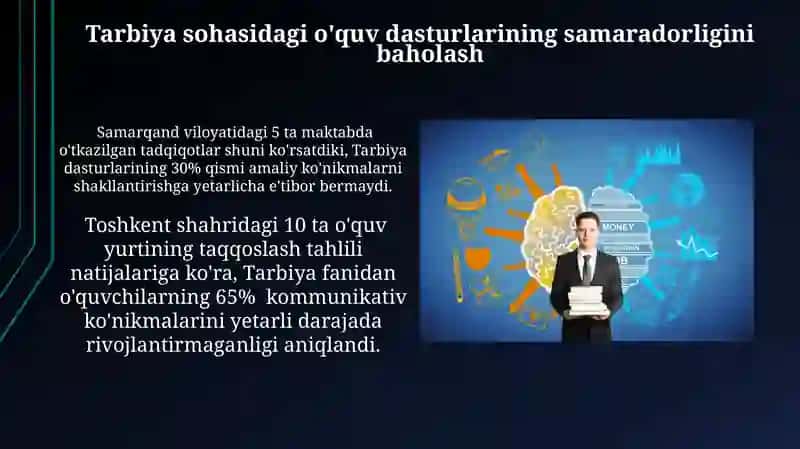 Tarbiya fani buyicha yaratilgan Davlat taʼlim standartlari malaka talablari dasturlar tahlili 3
