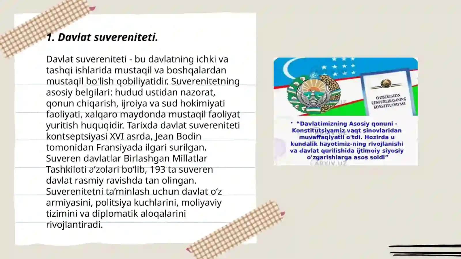 Oʻzbekiston Konstitutsiyasida davlat hokimiyatini amalga oshirishga doir normalar 3