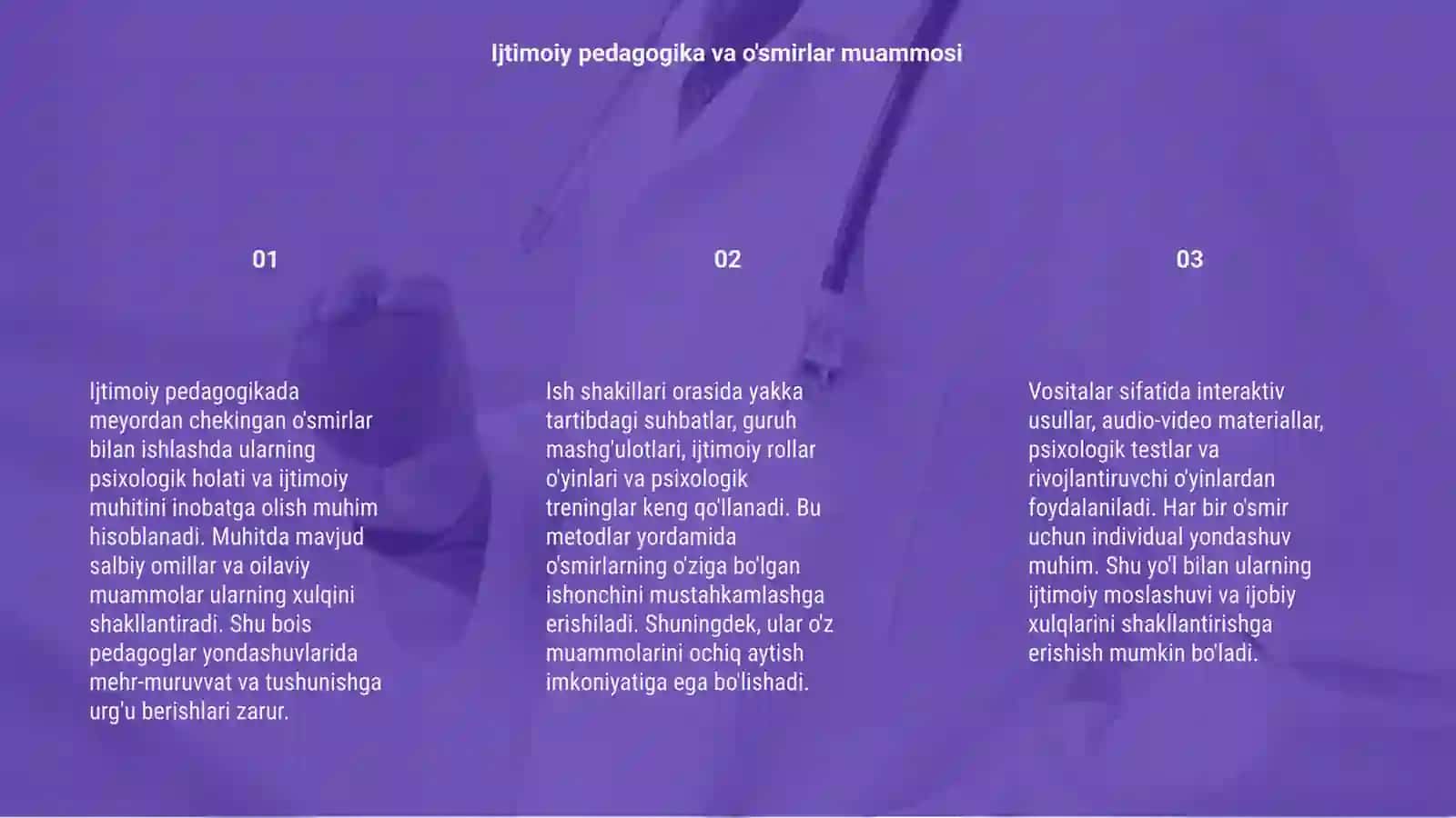 Ijtimoiy pedagogikada meyordan chekingan o'smirlar bilan olib boriladigan ish shakillari metodlari va vositalari 3