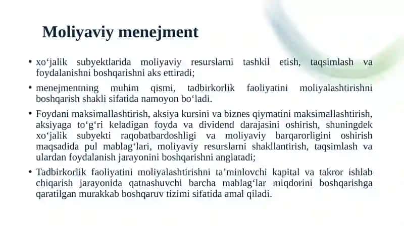 “Moliyaviy menejment”ning iqtisodiy mohiyati, prinsiplari, maqsad va vazifalari 3