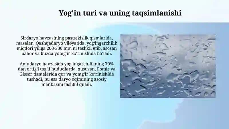 Atmosfera yogʻinlarining daryo havzasi boʻyicha taqsimlanishi 3