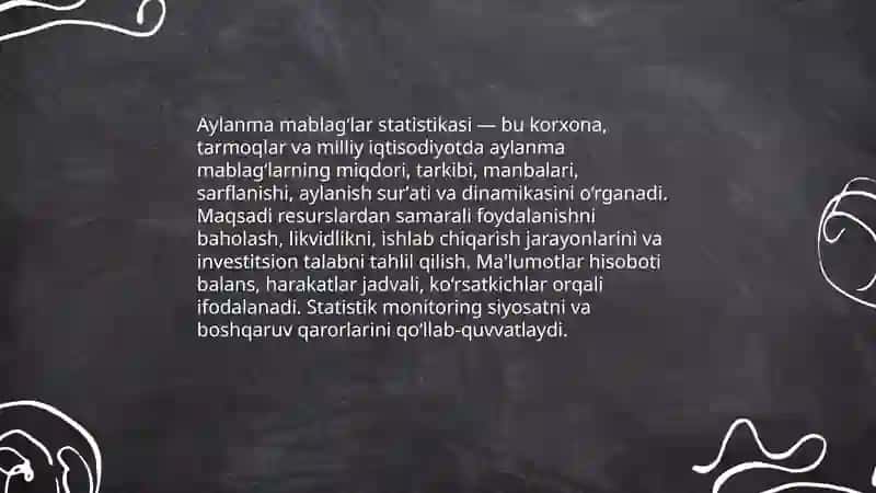 Aylanma mablagʻlar statistikasi 3