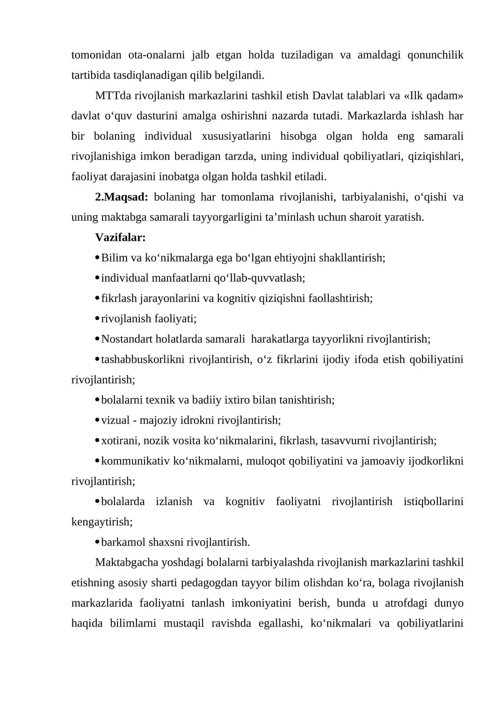 “Ilk qadam” Ilk qadam davlat o‘quv dasturi asosida faoliyat markazlarida maktabgacha yoshdagi bolalar mehnatini tashkil etish 3