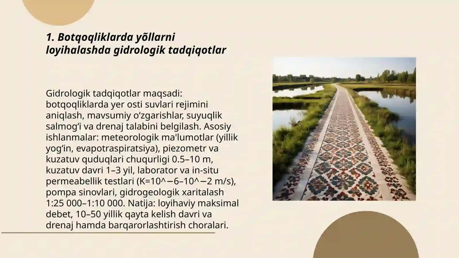 Botqoqliklarda yõllarni loyihalashning õziga xosligi 3