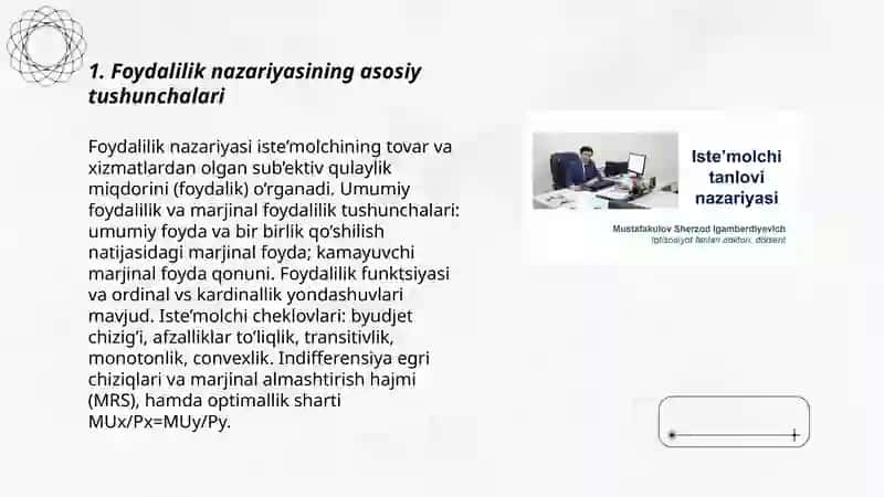 Iste‘molchi xatti-harakati, foydalilik funktsiyasi 3