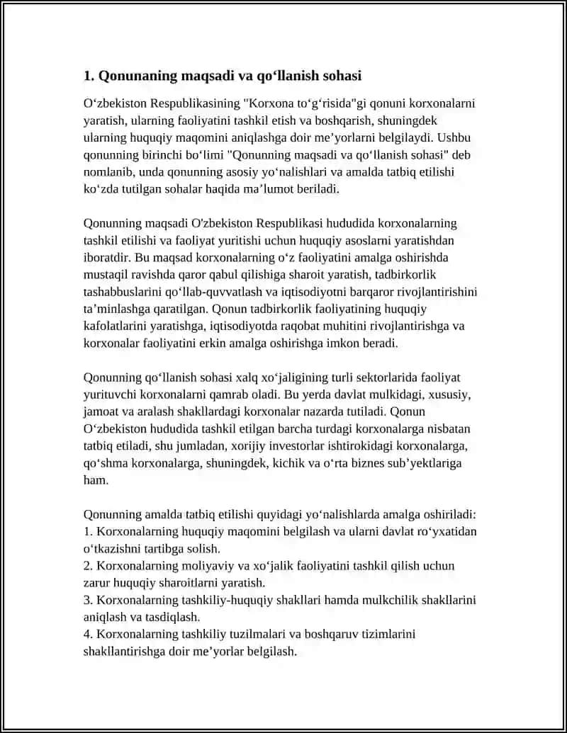 O'ZBEKISTON RESPUBLIKASI KORXONA TO'G'RISIDAGI QONUNI 3