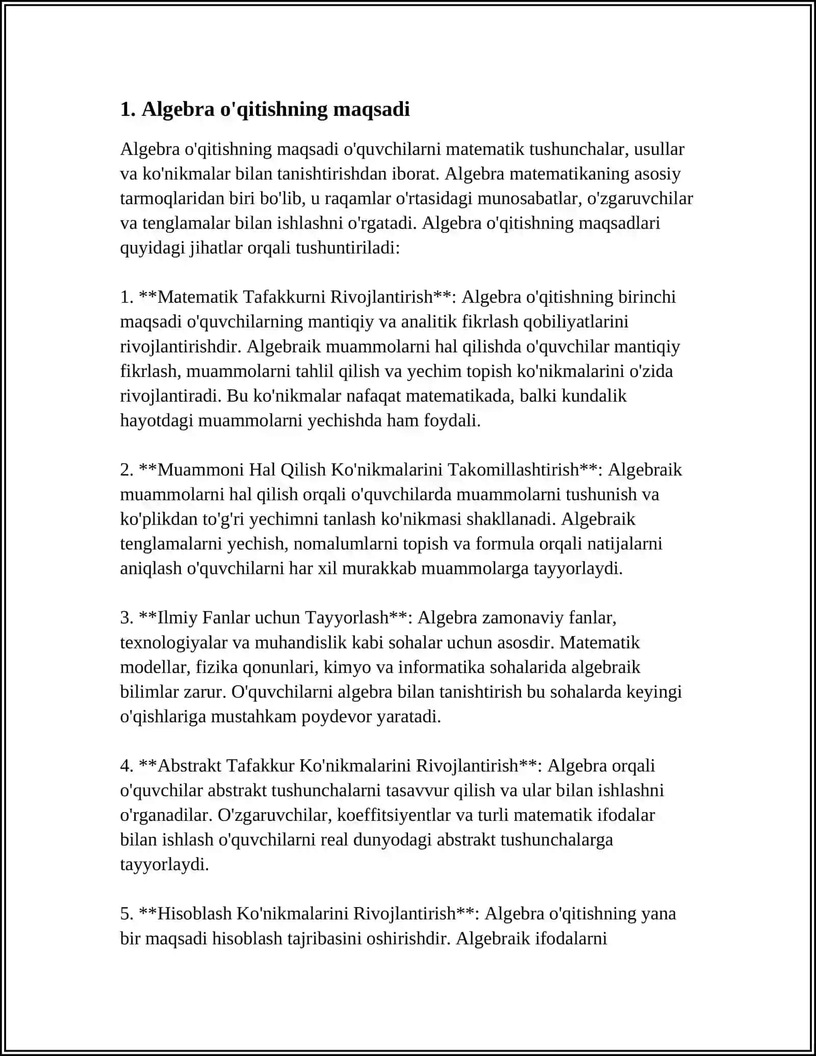 10 SINFLARDA ALGEBRA O'QITISHNING MAQSADI,VAZIFASI VA MAZMUNI 3