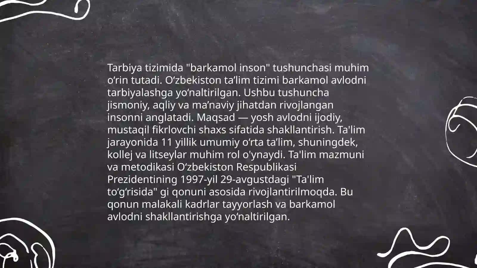 Tarbiya tizimida barkamol insonni ma’naviy tarbiyalash masalalari. Unda milliy qadriyatlarning ahamiyati. 2. Milliy tarbiyaning tarixiy ildizlari. Milliy tarbiyaning mazmuni va mohiyati 3