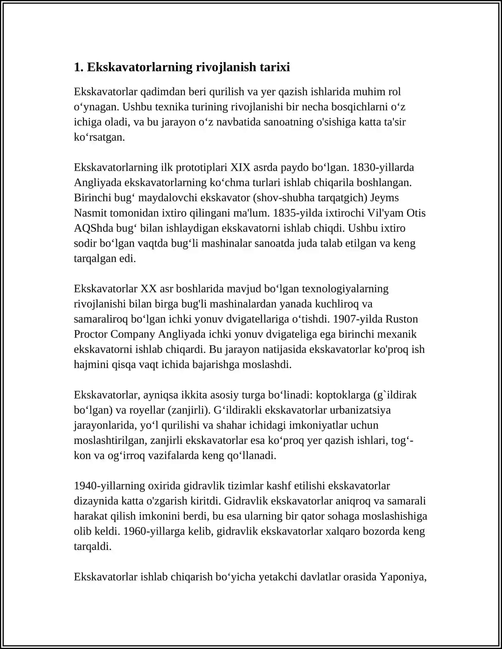 DUNYONING YETUK FIRMA VA KOMPANIYALARINING EKSKAVATORLARI TURLARI QOLLANISHI VA TASNIFI 3