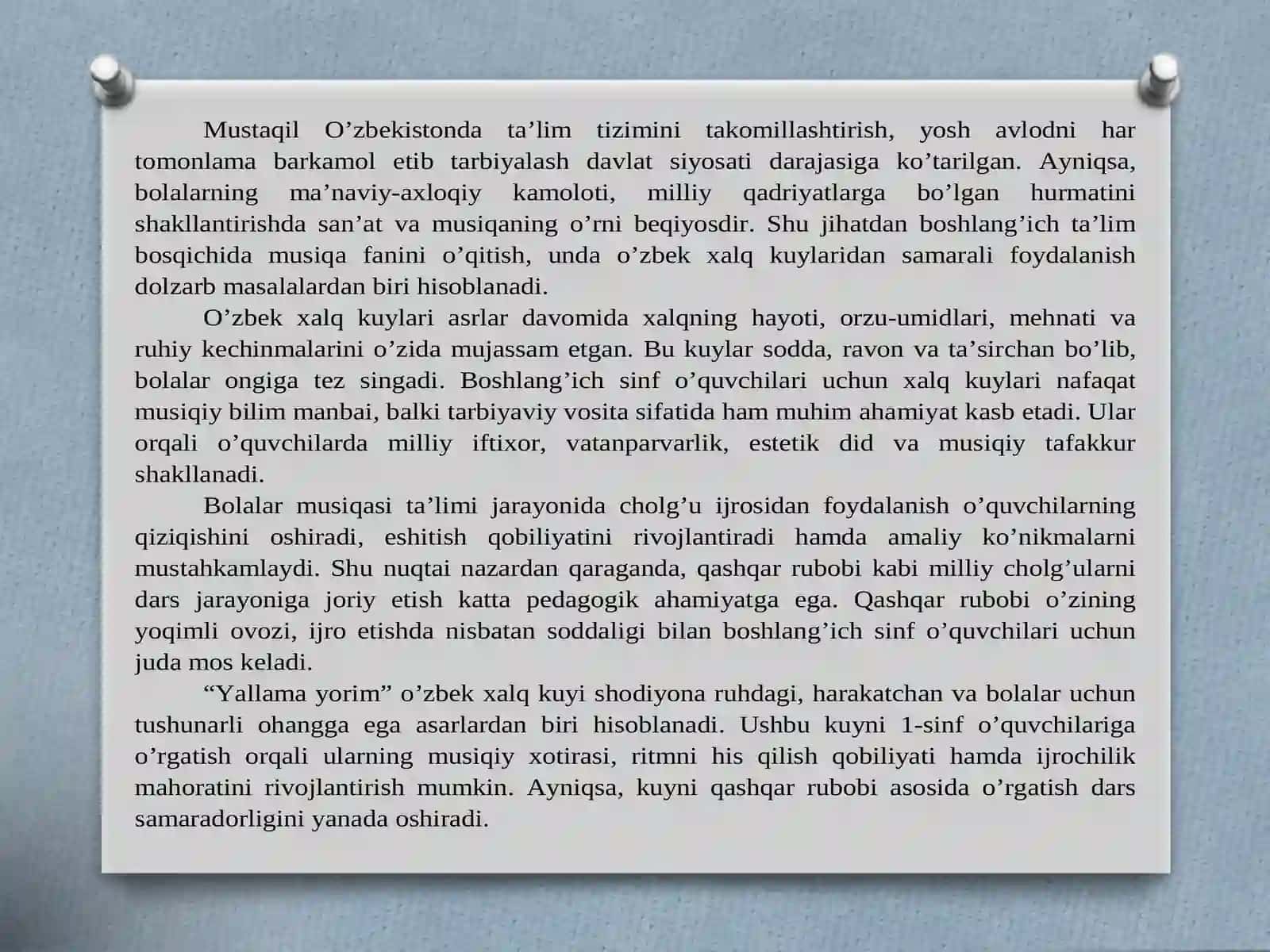 "Yallama yorim" asarini o'rgatish metodikasi 3