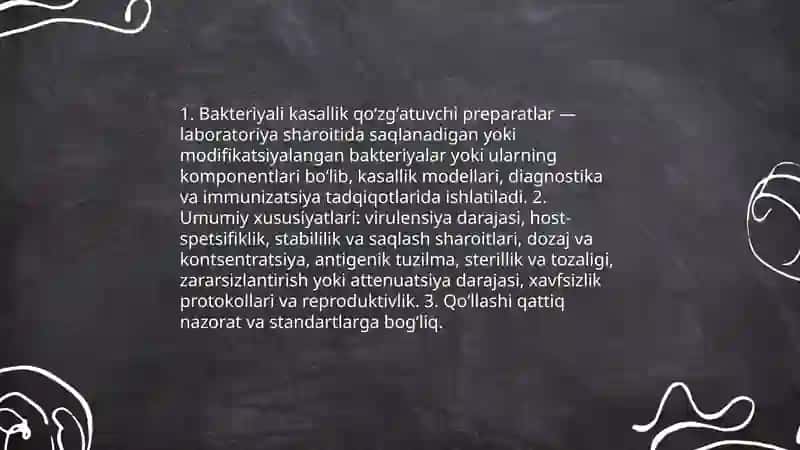 Bakteriyali kasallik qoʻzgʻatuvchi preparatlar 3