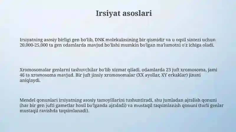 Irsiyat va irsiy kasalliklar 3