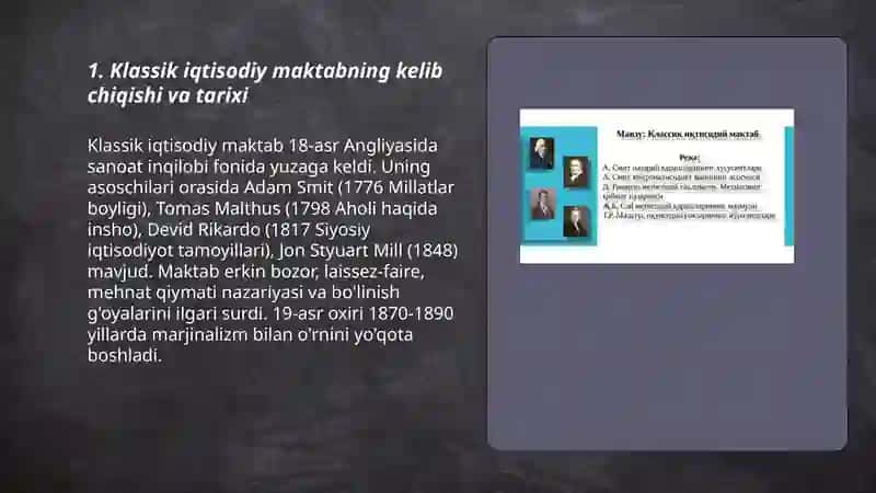 Klassik iqtisodiy maktabning rivojlanishi 3