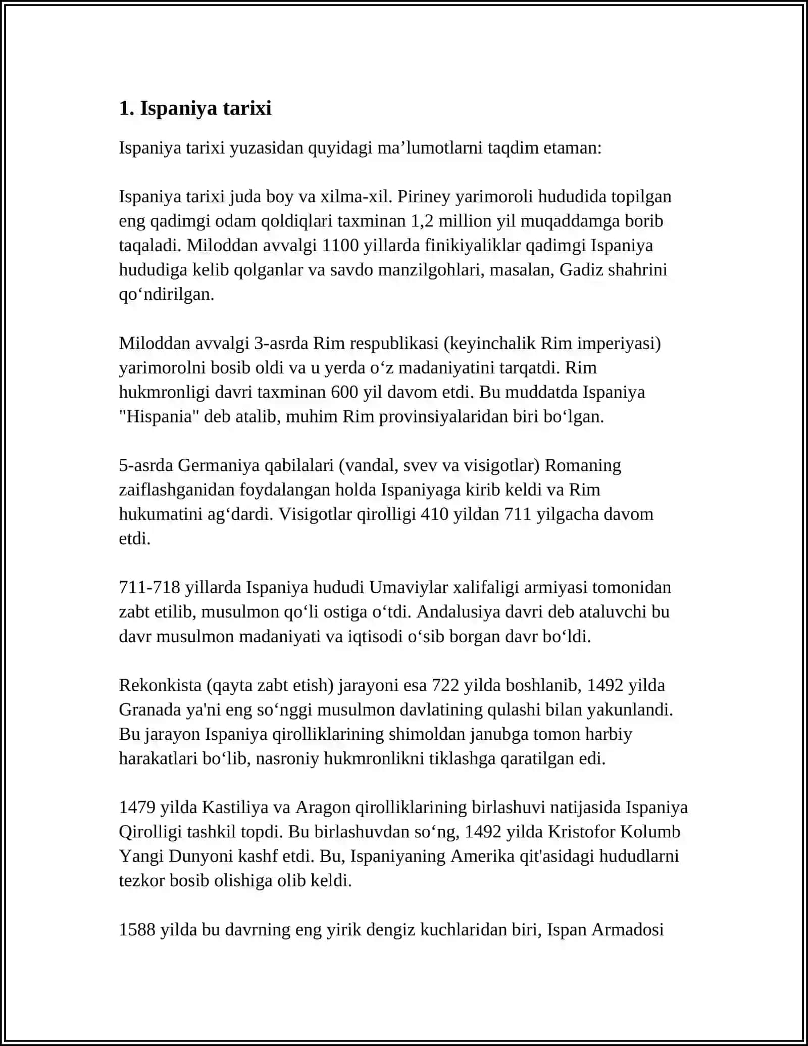 ISPANIYA DAVLATI HAQIDA MA'LUMOT 3