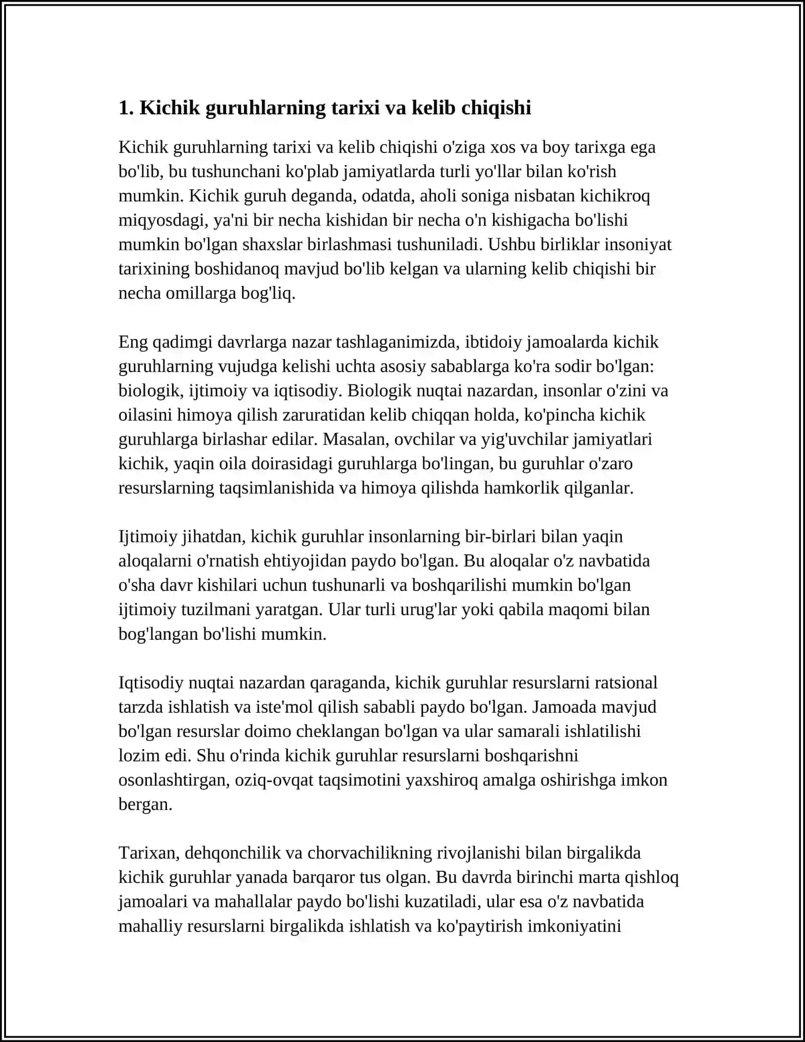 Kichik guruhlarga hos qonunyatlar va ularni o'rganish 3