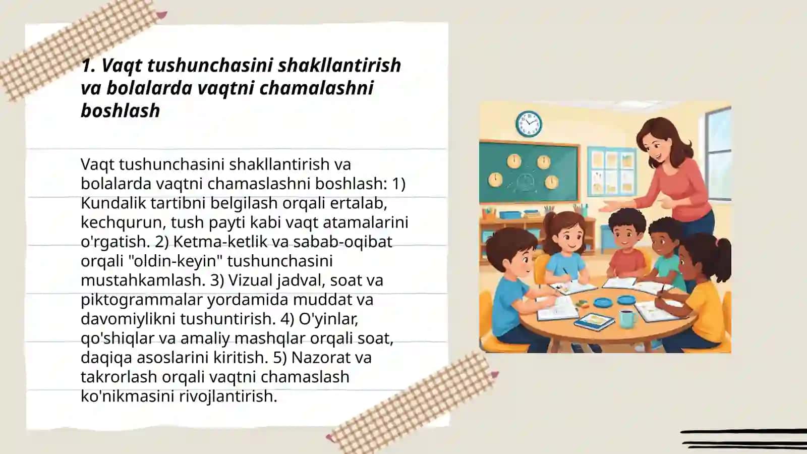 Bolalarni vaqtni chamalashga oʻrgatish vazifalari 3