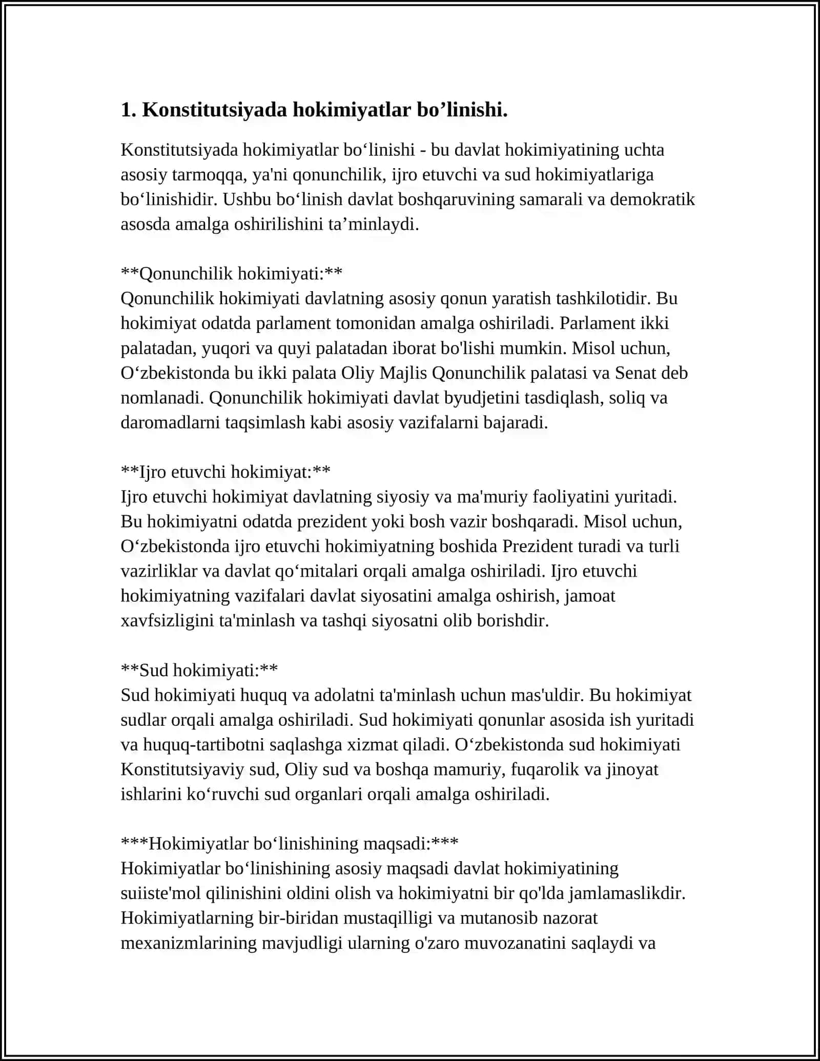 MUSTAQIL O'ZBEKISTONDA HOKIMIYATLAR BO'LINISHI PRINSIPI 3