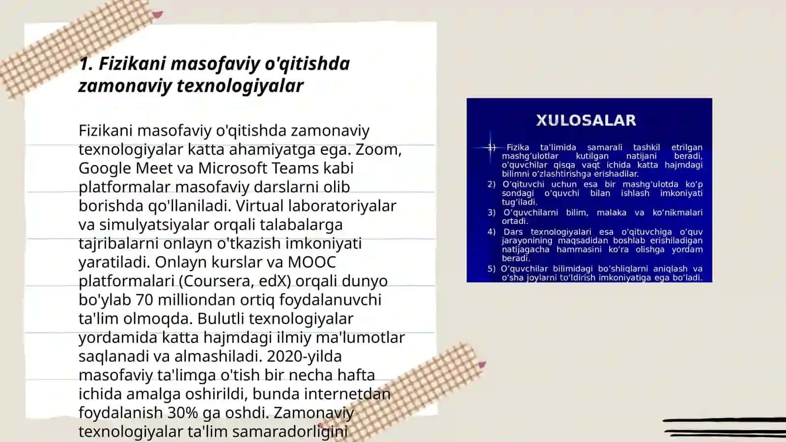 Fizika fanidan masofaviy ta'limni tashkil etish 3