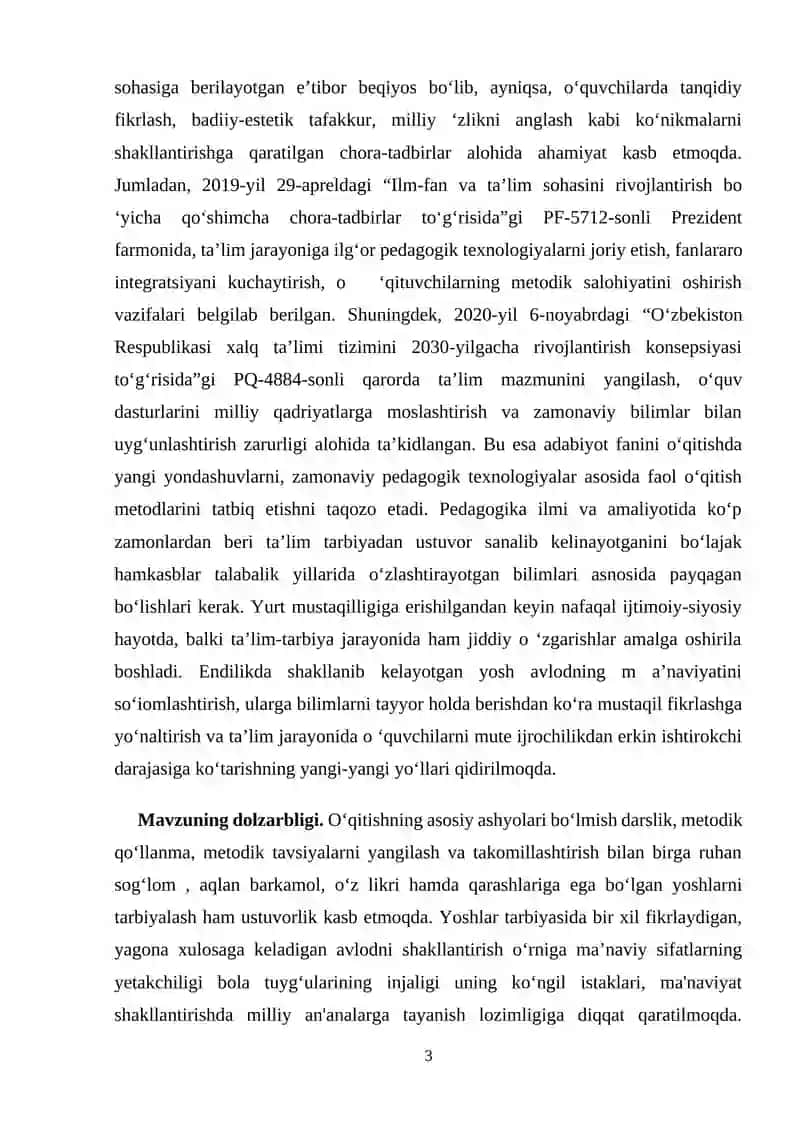 ADABIYOT O ‘QITISH METODIKASINING ASOSIY TAMOYILLARI 3