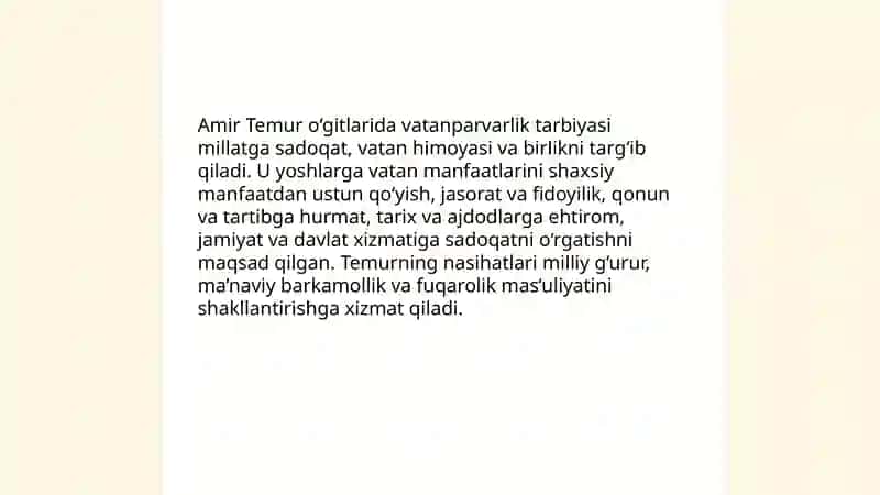 Amir Temur o‘gitlarining tarbiyaviy ahamiyati 3