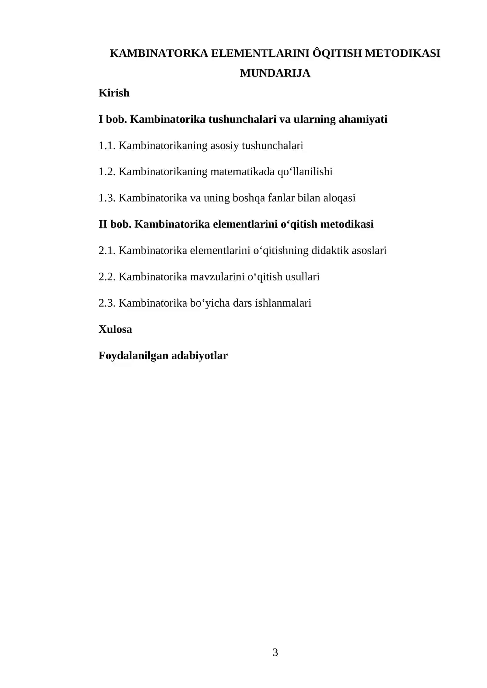 KAMBINATORKA ELEMENTLARINI ÔQITISH METODIKASI 3