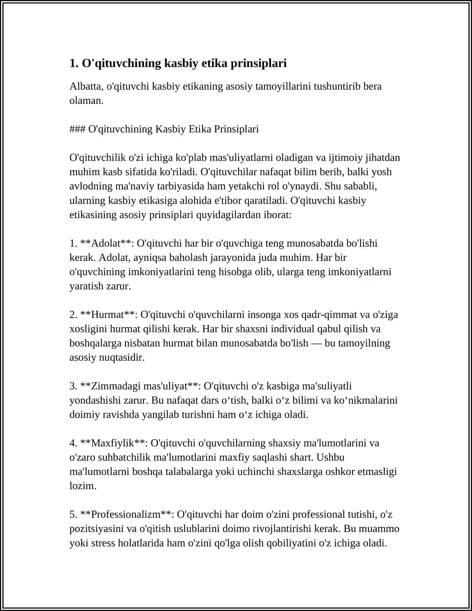 O'QITUVCHINING KASBIY XULQ-ATVORINING ASOSIY MEYORLARI VA TAMOYILLARI 3