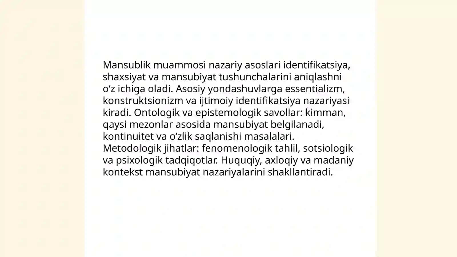 Mansublik muammosi 3