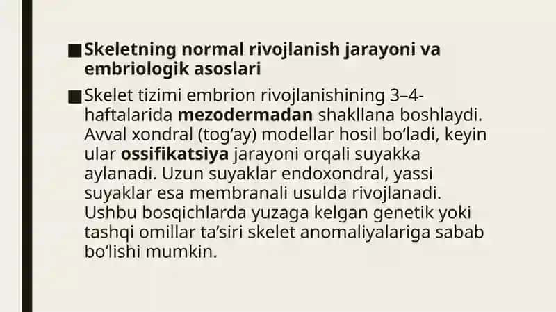 Skeletning rivojlanish anomaliyalari 3