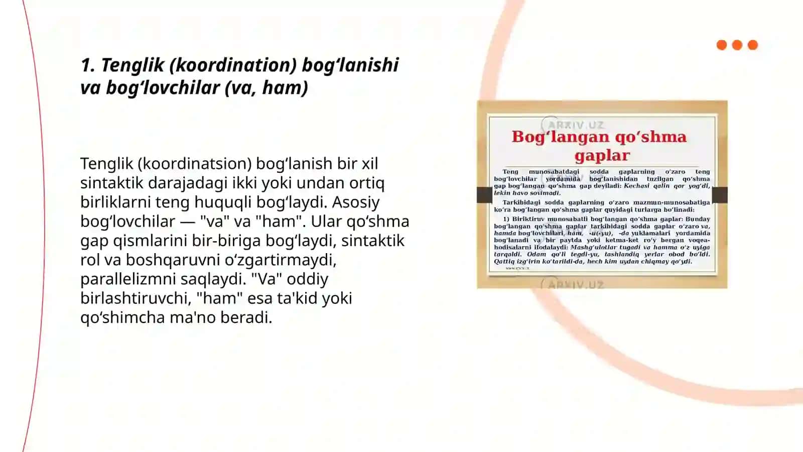 Murakkab qo‘shma gap qismlarini bog‘lanish usullari 3