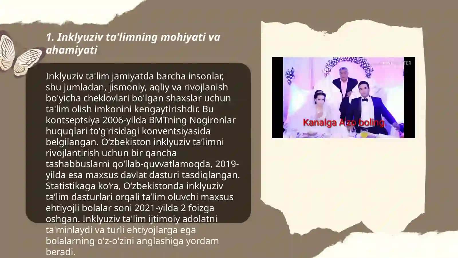 Alohida ta'lim ehtiyojlariga ega shaxslarni inklyuziv ta'lim konsepsiyasining mohiyati va asosiy qoidalari. Alohida ta'lim ehtiyojlariga ega bolalarni inklyuziv ta'lim va tarbiyalash konsepsiyasi 3