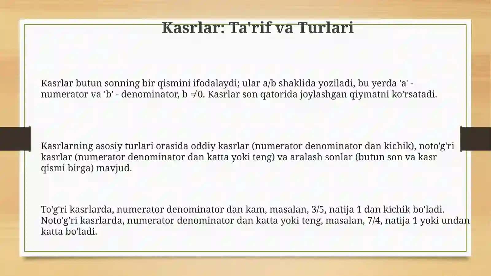 Kasr sonlar 3