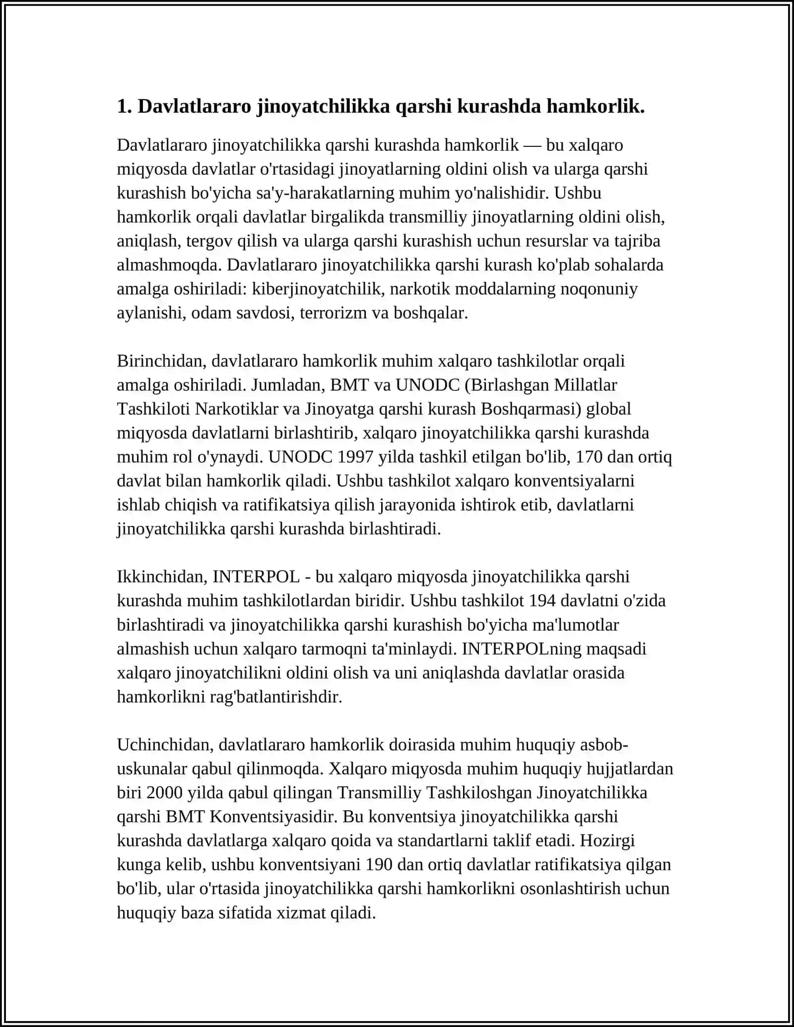 DAVLATLARNING ODDIY VA UMUMIY JINOYATCHILIK BILAN KURASH SOHASIDAGI HAMKORLIGI 3