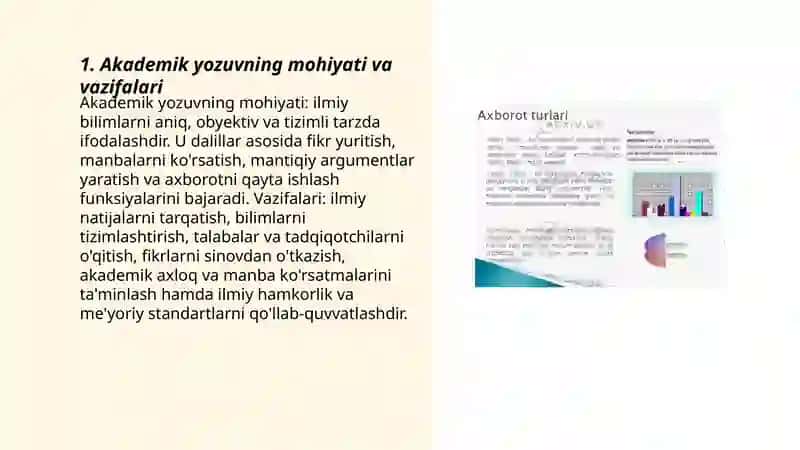 Akademik yozuv va axborot. Axborotning turlari va xususiyatlari 3