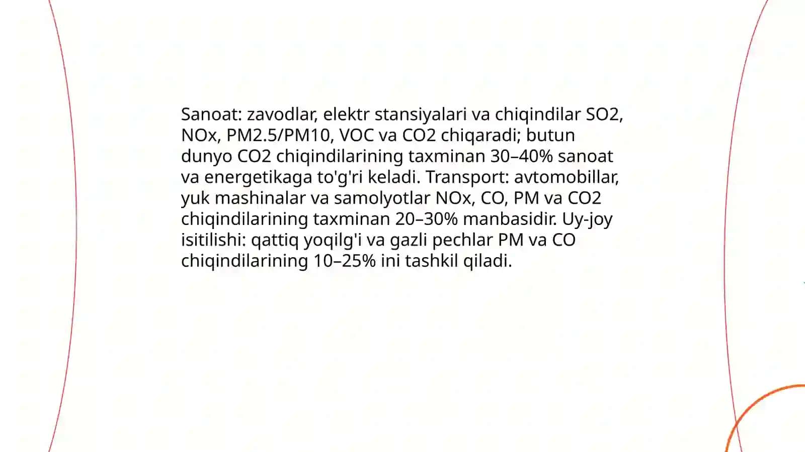 Havoni ifloslantiruvchi manbalar va muhofaza qilish 3