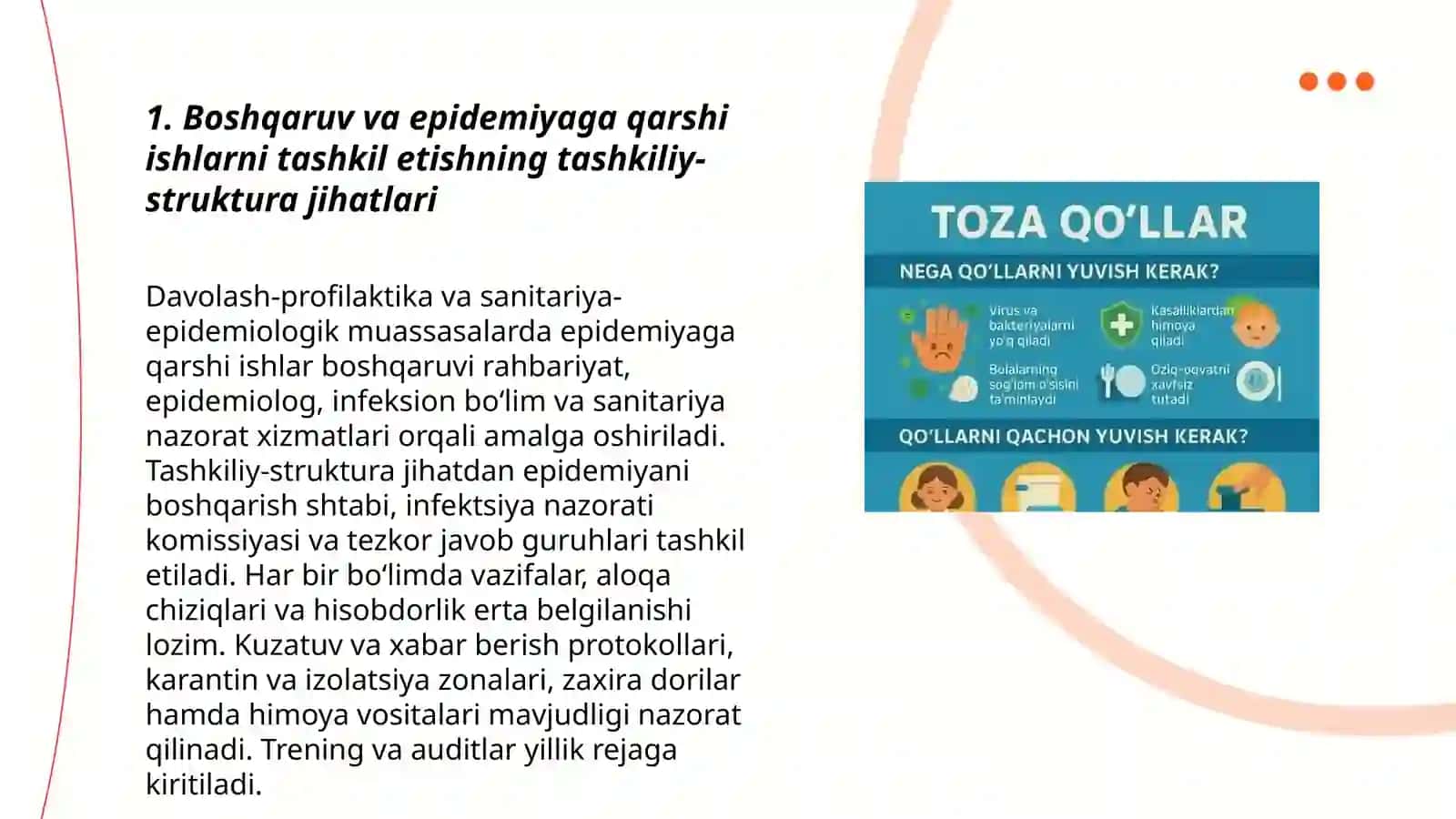 Davolash profilaktik muassasalari va sanitariya epidemiologik muassasalarida epidemiyaga qarshi ishlarni tashkillashtirish xususiyatlari 3
