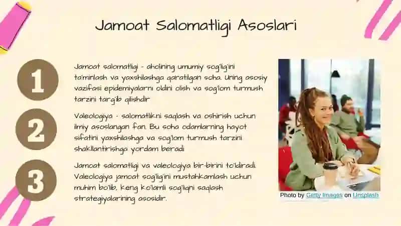 Jamoat salomatligi va valeologiya: aholining so’lomlik darajasini oshirish dasturlari 3
