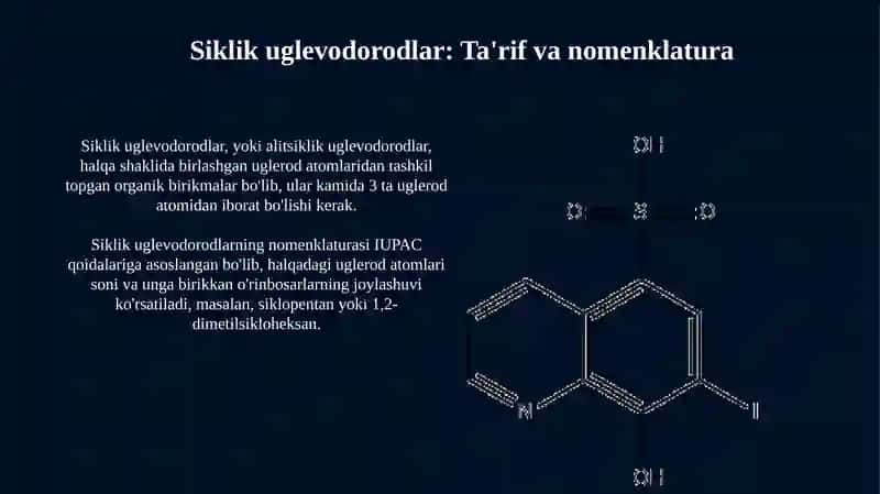 Siklik va Getsiklik Uglevodorodlarning Tuzilishi va Nomenklaturasi 3