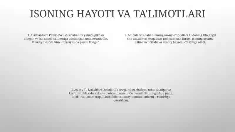 Xristianlikni Paydo Bo'Lishi, Aqidalari, Asosiy Yo'Nalishlari, Ta'Limotlari Va Manbalari 3