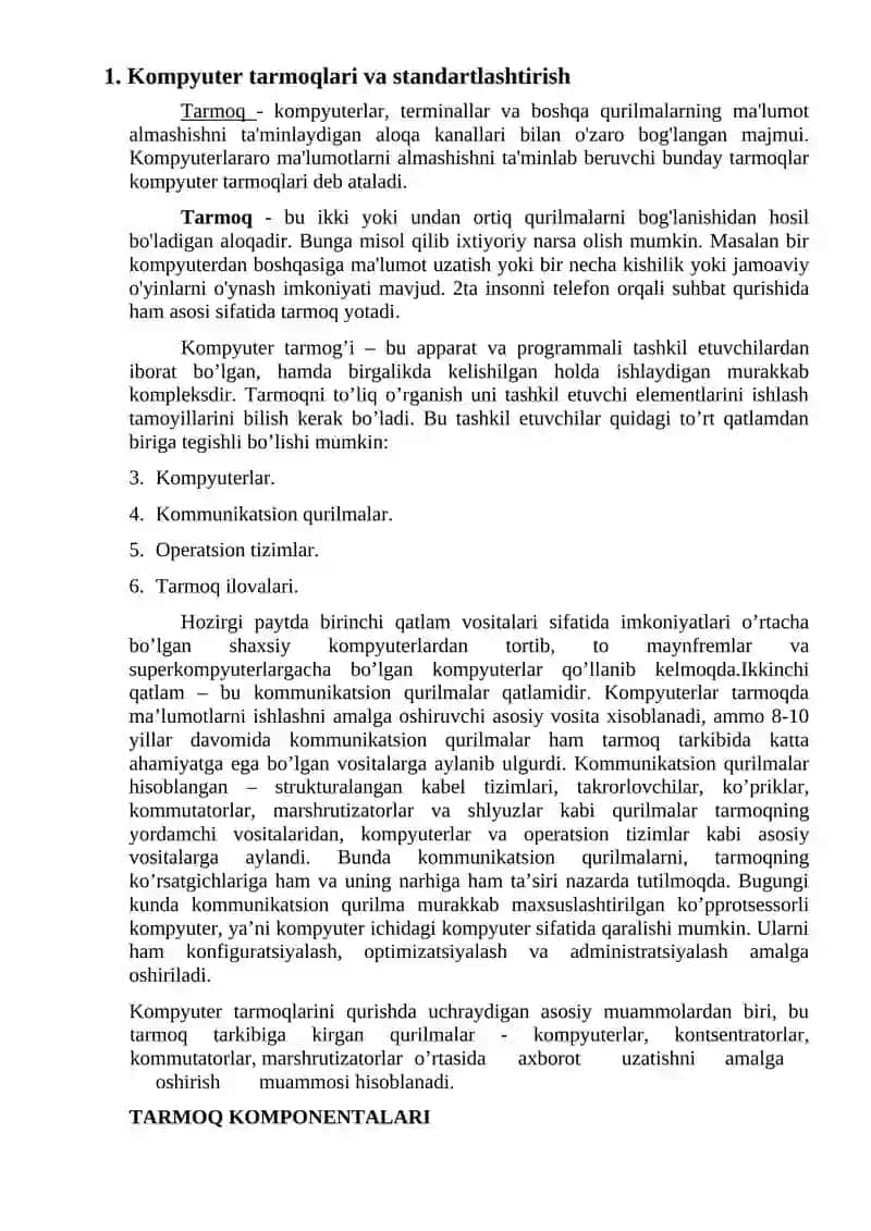Kompyuter tarmoqlari va standartlashtirish 3