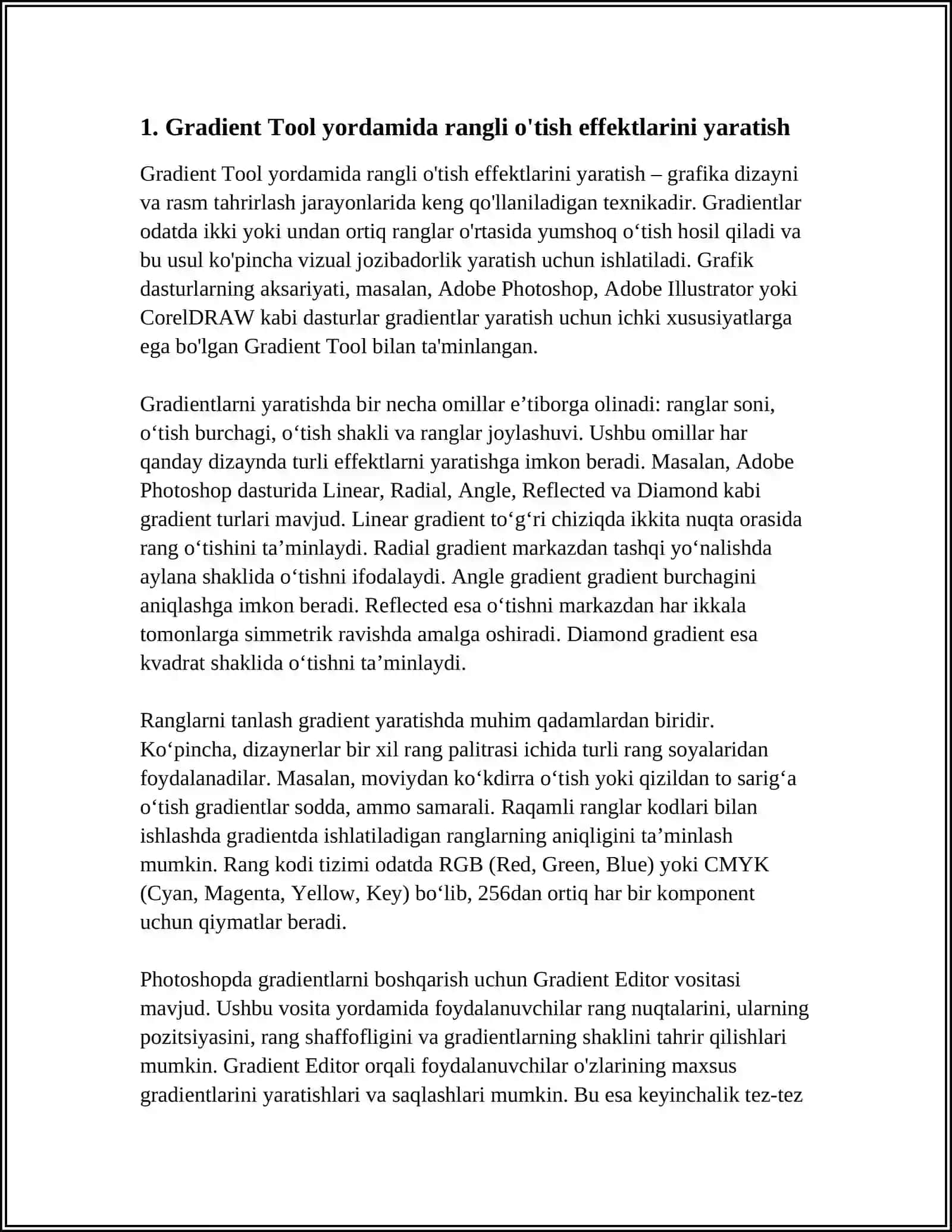 ADOBE ILLUSTRATOR DASTURIDA GRADIENT TOOL VA BLEND TOOLDAN USKUNALARIDAN FOYDALANIB INFOGRAFIKA YARATISH 3