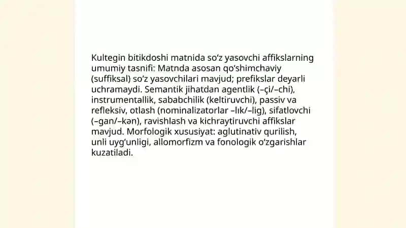Kultegin bitikdoshi matnidagi soʻz yasovchi affikslar 3
