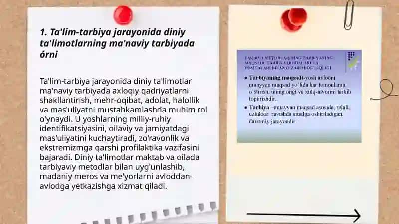 Ta'lim-tarbiya jarayonida diniy ta'limotlarning órni 3